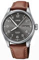Oris Big Crown ProPilot Big Day Date Leather Watch with grey dial, leather strap, steel case