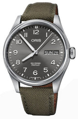 Oris Big Crown ProPilot Big Day Date Textile Watch with grey dial, synthetic strap, steel case