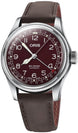 Oris Big Crown Pointer Date Watch with red dial, leather strap, steel case