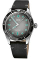 Oris Divers Sixty Five Watch with grey dial, leather strap, steel case