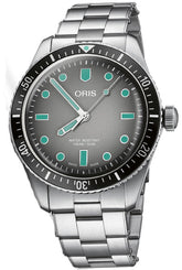 Oris Divers Sixty Five Watch with grey dial, steel bracelet, steel case