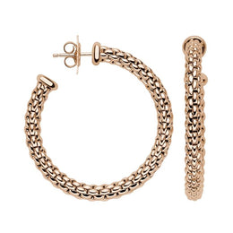 Fope Essentials 18ct Rose Gold Medium Hoop Earrings OR02