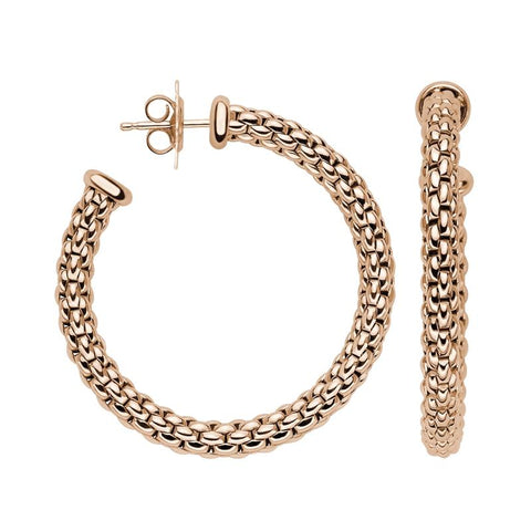 Fope Essentials 18ct Rose Gold Medium Hoop Earrings OR02