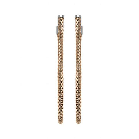 Fope Flexit Essentials 18ct Rose Gold Long Mesh Chain Earrings OR05