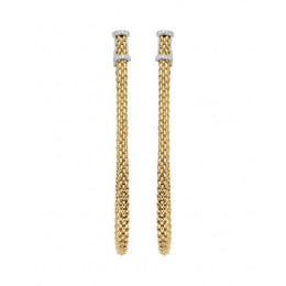 Fope Flexit Essentials 18ct Yellow Gold Diamond Long Mesh Chain Earrings OR05/BBR