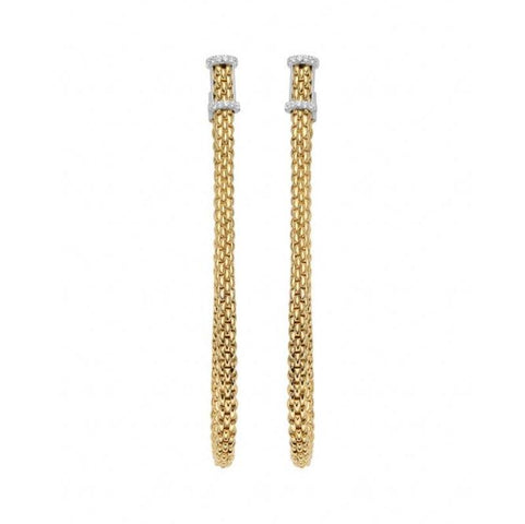 Fope Flexit Essentials 18ct Yellow Gold Diamond Long Mesh Chain Earrings OR05/BBR