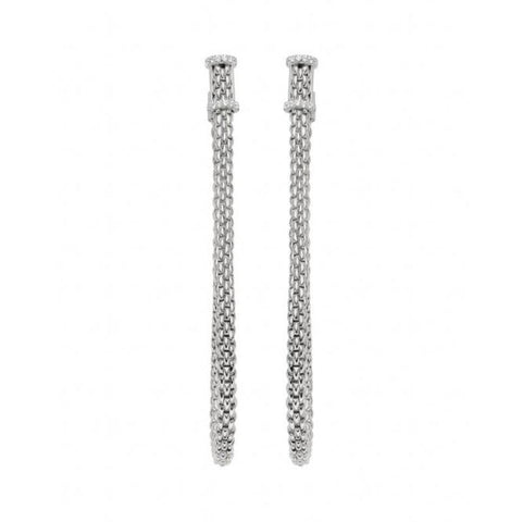 Fope Flexit Essentials 18ct White Gold Diamond Long Mesh Chain Earrings OR05/BBR