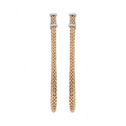 Fope Flexit Essentials 18ct Rose Gold Diamond Long Mesh Chain Earrings OR05/BBR