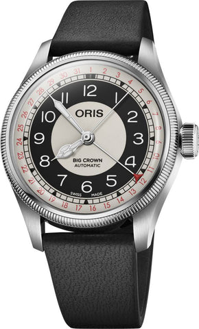 Oris Big Crown Bullseye Watch with multicolour dial, leather strap, steel case