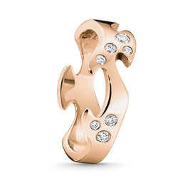 Georg Jensen Fusion 18ct Rose Gold Diamond Studded Centre Ring