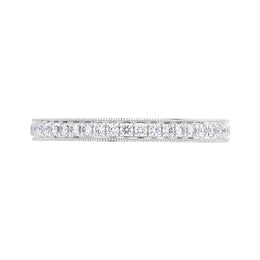Platinum 0.13ct Diamond Millgrain Edge Half Eternity Ring