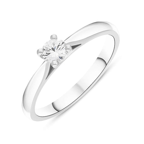 Platinum 0.20ct Diamond Round Brilliant Cut Solitaire Ring FEU-761