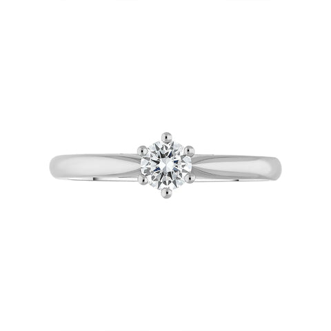 Platinum 0.26ct Diamond Round Brilliant Cut Six Claw Solitaire Ring, FEU-2567_2
