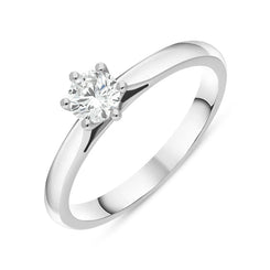 Platinum 0.33ct Diamond Round Brilliant Cut Six Claw Solitaire Ring, FEU-2568