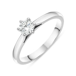 Platinum 0.33ct Diamond Round Brilliant Cut Six Claw Solitaire Ring, FEU-2568