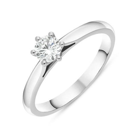 Platinum 0.33ct Diamond Round Brilliant Cut Six Claw Solitaire Ring, FEU-2568