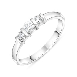 Platinum 0.35ct Diamond Trilogy Bar Set Ring. FEU-1190