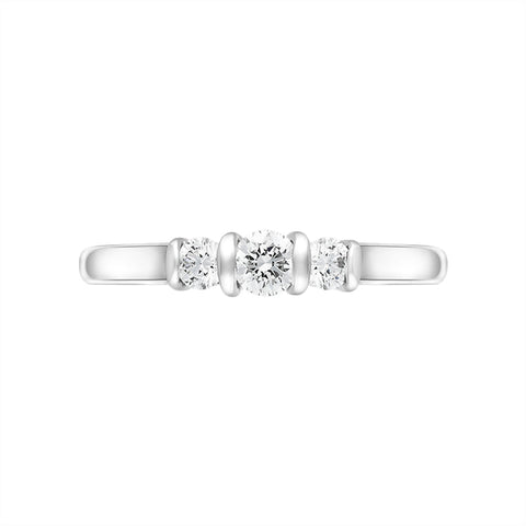 Platinum 0.35ct Diamond Trilogy Bar Set Ring. FEU-1190_2