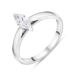 Platinum 0.40ct Diamond GIA Certified Marquise Cut Solitaire Ring