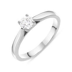 Platinum 0.40ct Diamond Round Brilliant Cut Claw Set Solitaire Ring, FEU-2044