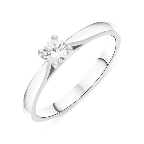 Platinum 0.40ct Diamond Round Brilliant Cut Solitaire Ring FEU-2048