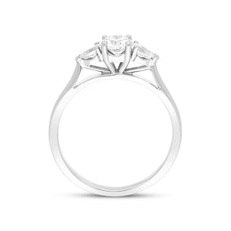 Platinum 0.46ct Diamond Round Brilliant and Pear Cut Three Stone Ring