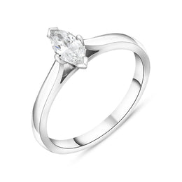 Platinum 0.50ct Diamond Marquise Cut Solitaire Ring FEU-2757