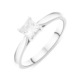 Platinum 0.51ct Diamond Princess Cut Solitaire Ring FEU-809