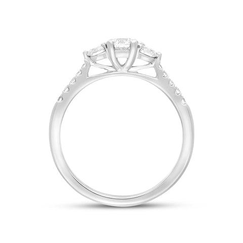 Platinum 0.60ct Diamond Shoulder Set Three Stone Ring