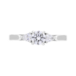 Platinum 0.62ct Diamond Mixed Cut Three Stone Ring