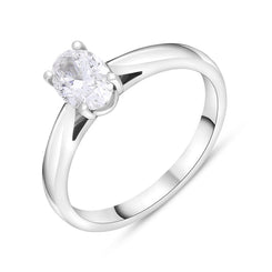 Platinum 0.70ct Diamond GIA Certified Oval Cut Solitaire Ring FEU-2852
