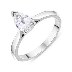 Platinum 0.71ct Diamond GIA Certified Pear Cut Solitaire Ring, FEU-2636
