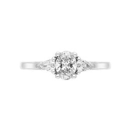 Platinum 0.72ct Diamond Oval and Pear Cut Three Stone Ring