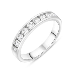 Platinum 0.75ct Diamond Channel Set Half Eternity Ring, FEU-2244