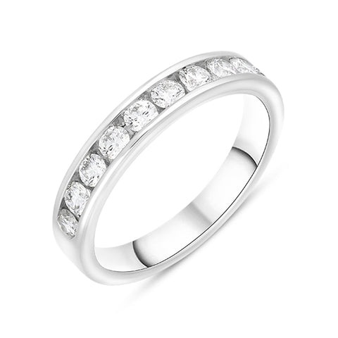 Platinum 0.75ct Diamond Channel Set Half Eternity Ring, FEU-2244
