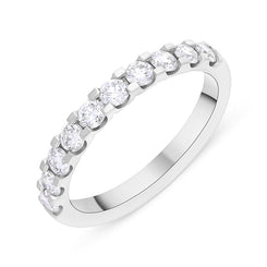 Platinum 0.78ct Diamond Square Claw Half Eternity Ring FEU-2790