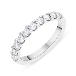 Platinum 0.78ct Diamond Square Claw Half Eternity Ring FEU-2790