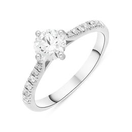 Platinum 0.84ct Diamond Shoulder Solitaire Ring FEU-2578