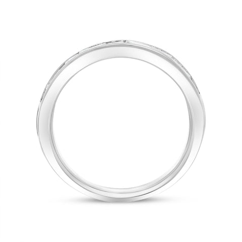 Platinum 0.93ct Diamond Princess and Baguette Cut Channel Set Half Eternity Ring