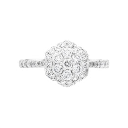 Platinum 0.68ct Diamond Shoulder Set Cluster Ring