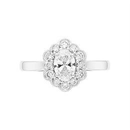 Platinum 1.00ct Diamond Oval Cluster Ring