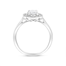 Platinum 1.00ct Diamond Oval Cluster Ring