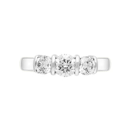 Platinum 1.03ct Diamond Round Brilliant Cut Three Stone Bar Set Ring