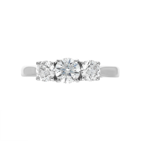 Platinum 1.03ct Diamond Three Stone Ring, FEU-1206_2