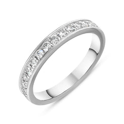 Platinum Diamond Fifteen Stone Half Eternity Ring, FEU-2453