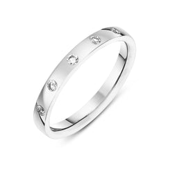 Platinum Diamond Flat Wedding Ring, 10O94DW052T.
