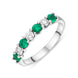 Platinum Emerald Diamond Seven Stone Claw Set Half Eternity Ring, FEU-2590.