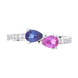 Platinum Pink and Blue Sapphire Diamond Shoulder Set Ring