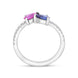 Platinum Pink and Blue Sapphire Diamond Shoulder Set Ring