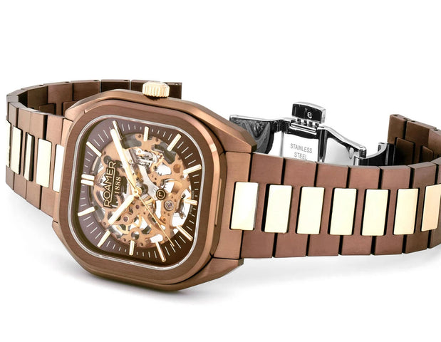 Roamer Mechano Brown Skeleton Watch